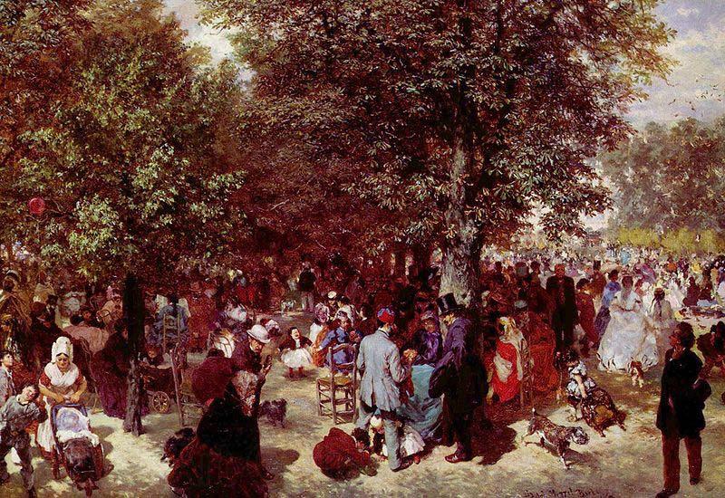 Adolph von Menzel Afternoon at the Tuileries Park France oil painting art